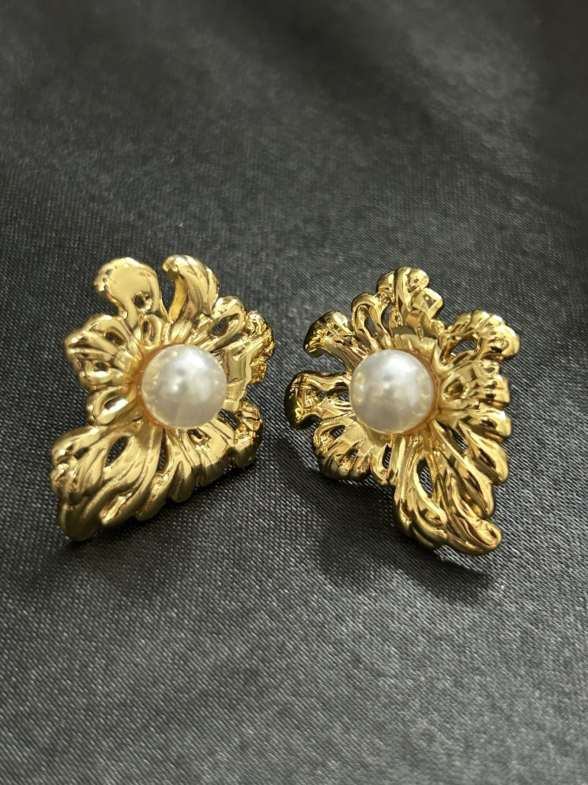 Baroque Bloom Pearl Studs - Image 2