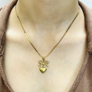 Luna Bow Heart Pendant