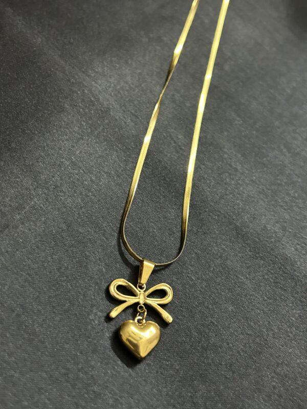 Luna Bow Heart Pendant - Image 2